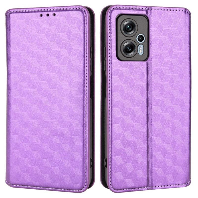 Flip Cover Poco X4 GT Effet Cuir Cubes 3D