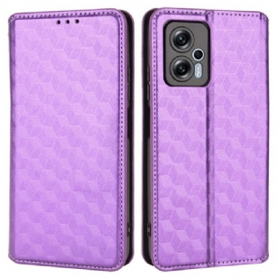 Flip Cover Poco X4 GT Effet Cuir Cubes 3D