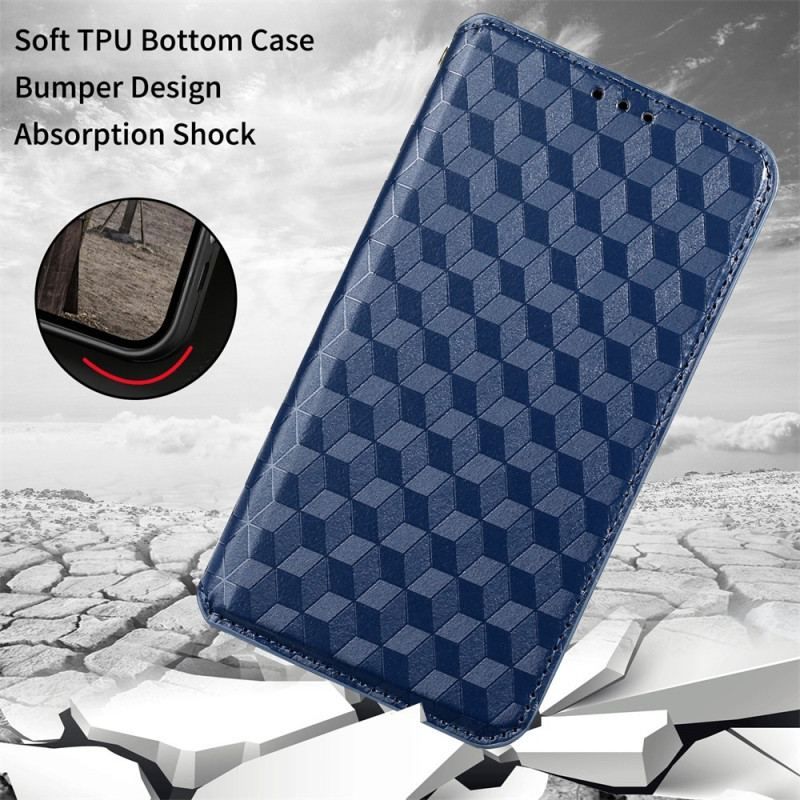 Flip Cover Poco X4 GT Effet Cuir Cubes 3D