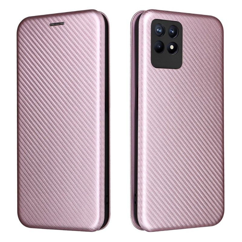 Housse Realme 8i simili cuir fibre de carbone