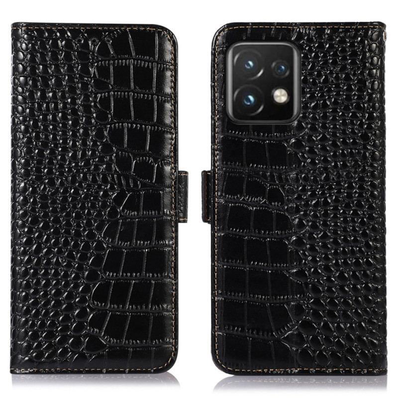 Housse Motorola Edge 40 Pro Style Crocodile RFID