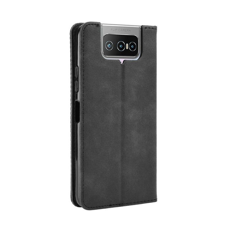 Flip Cover Asus ZenFone 7 / 7 Pro Effet Cuir Vintage Stylisé