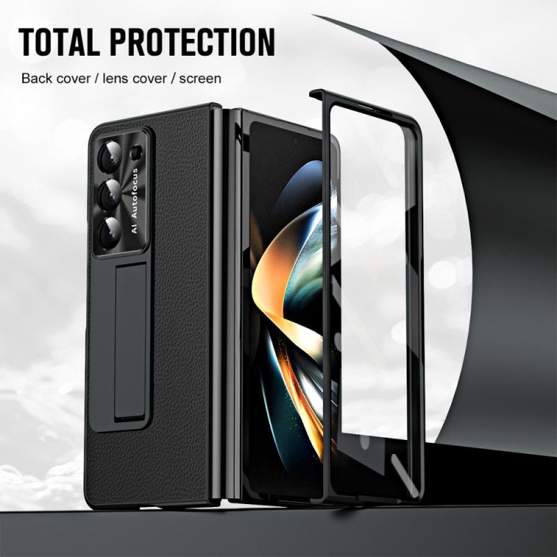 Coque Samsung Galaxy Z Fold 5 Cuir Litchi Support