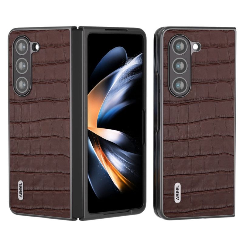 Coque Samsung Galaxy Z Fold 5 Cuir Véritable Design Crocodile