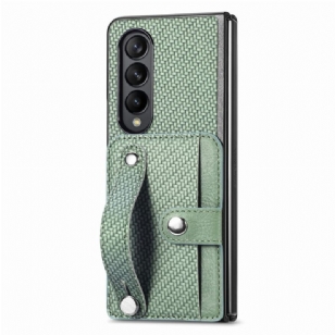 Coque Samsung Galaxy Z Fold 5 Fibre Carbone Porte-Cartes et Sangle