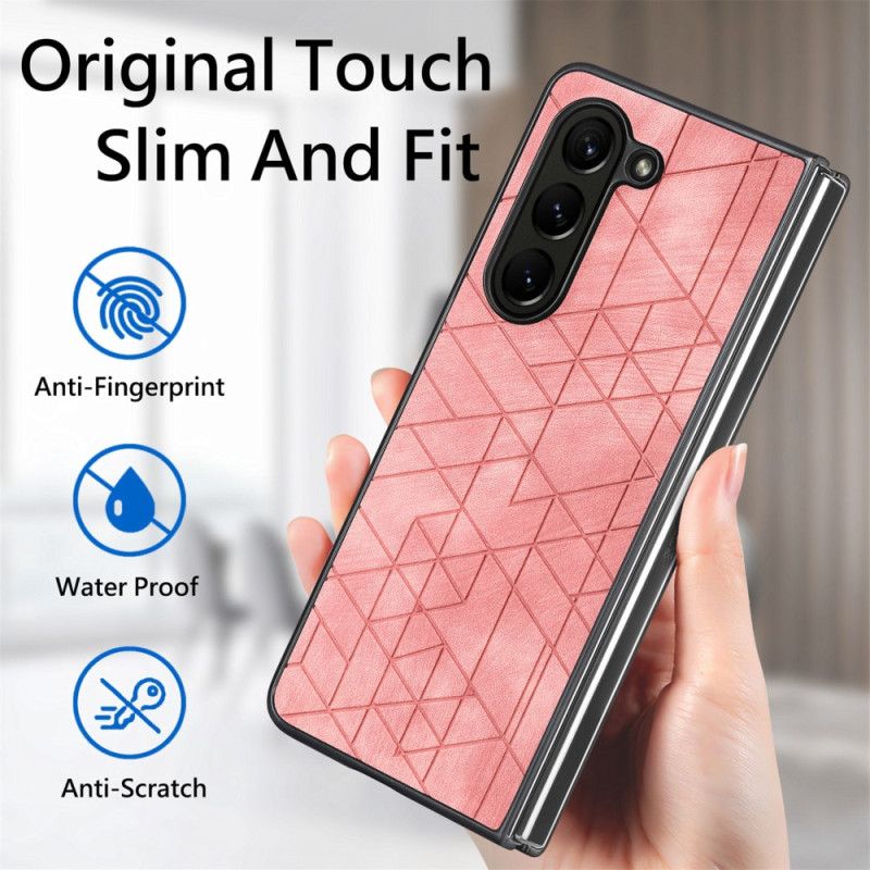 Coque Samsung Galaxy Z Fold 5 Simili Cuir Motifs Géométriques