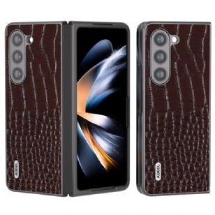 Coque Samsung Galaxy Z Fold 5 Vrai Cuir Effet Croco ABEEL