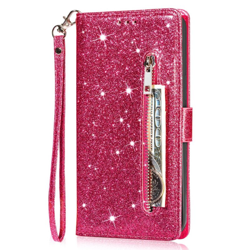 Housse Samsung Galaxy Z Fold 5 Porte-Monnaie Paillettes à Lanière