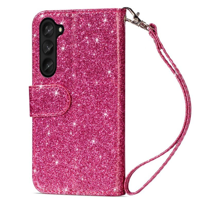 Housse Samsung Galaxy Z Fold 5 Porte-Monnaie Paillettes à Lanière