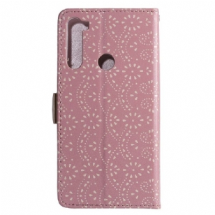 Housse Xiaomi Redmi Note 8 2021 / 2019 Dentelle Fleur Effet Cuir