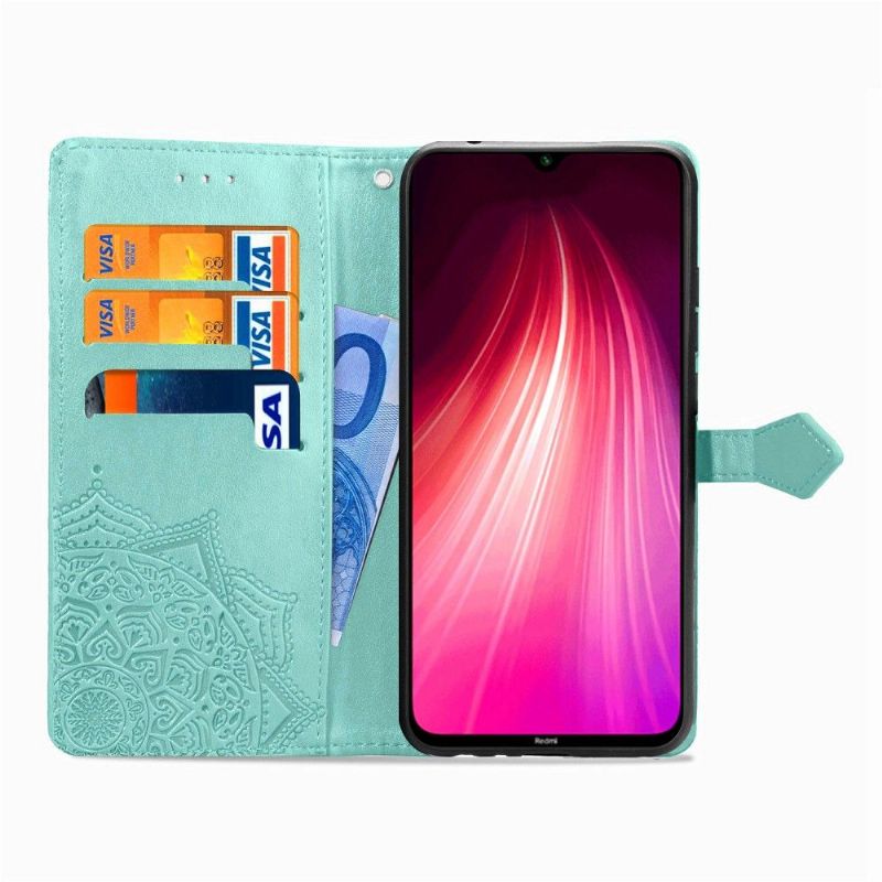 Housse Xiaomi Redmi Note 8 2021 / 2019 Mandala relief en simili cuir