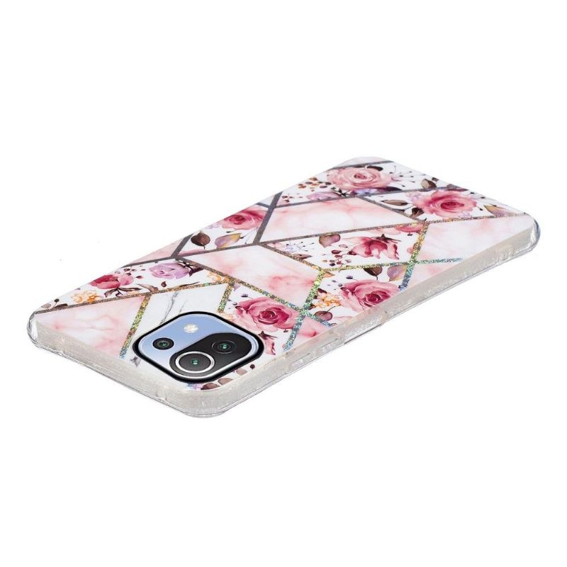 Coque Xiaomi 11 Lite 5G NE, Mi 11 Lite 4G, 5G marbre et fleurs