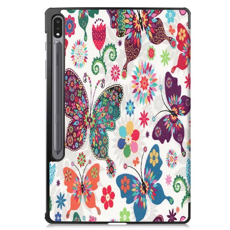 Smart Case Samsung Galaxy Tab S8 Plus / S7 Plus Renforcée Papillons et Fleurs