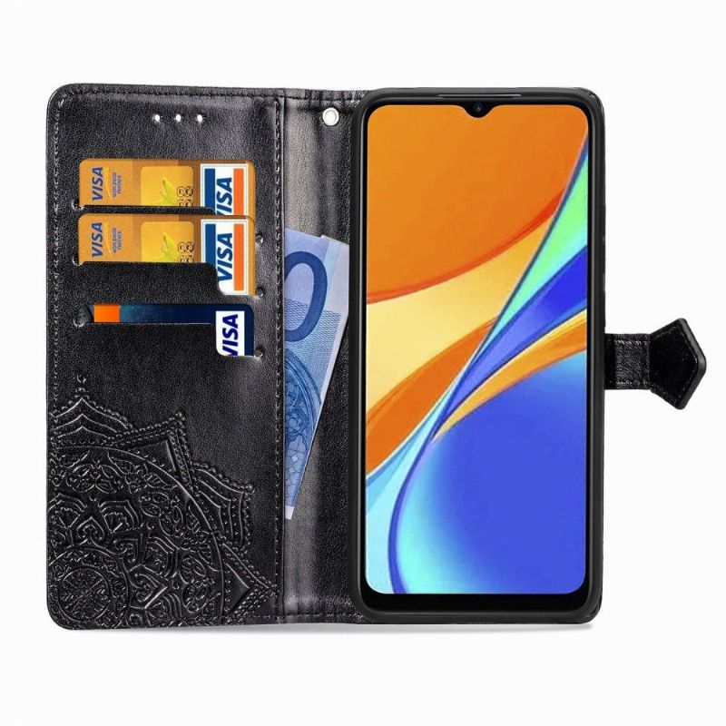 Housse Xiaomi Redmi 9C Mandala relief en simili cuir