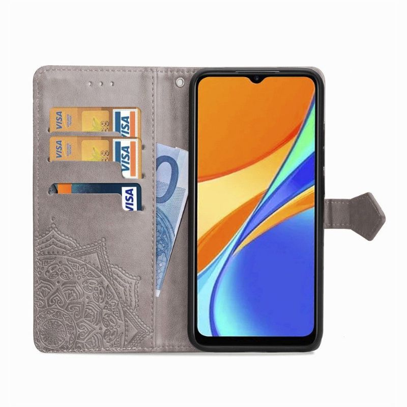 Housse Xiaomi Redmi 9C Mandala relief en simili cuir