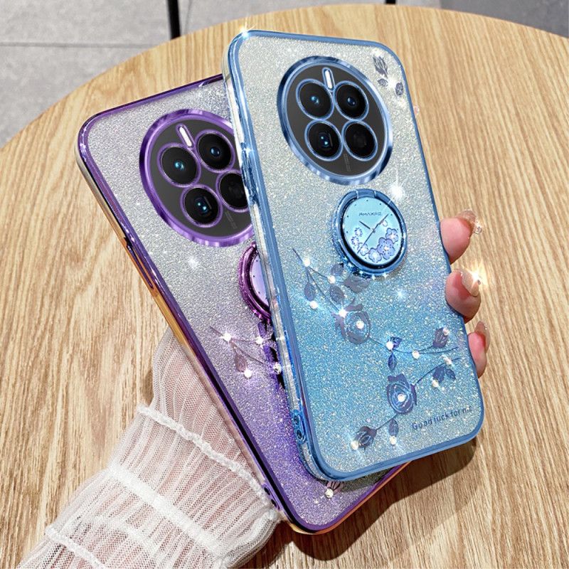 Coque Realme 12 Pro / 12 Pro Plus Fleurs et Strass Support KADEM