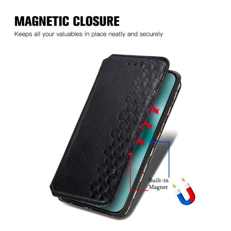 Flip Cover Huawei Pura 70 Effet Daim Frise Losanges