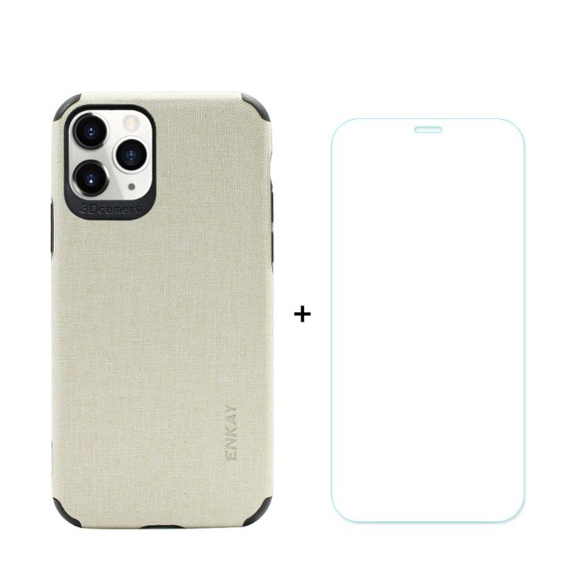 Coque iPhone 11 Pro Max Effet Toile + Film en verre trempé