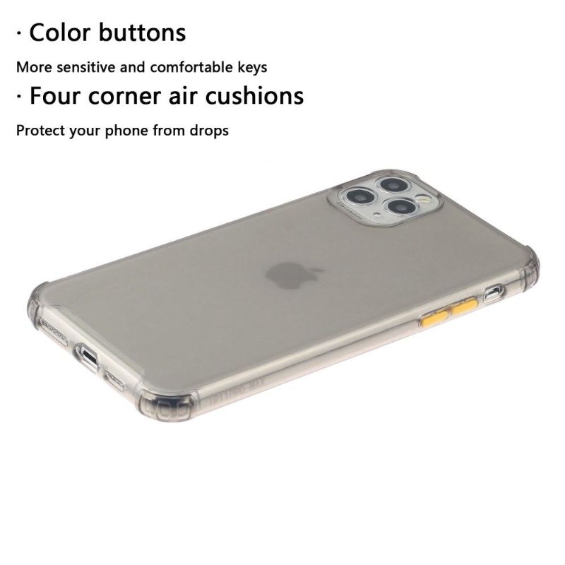 Coque iPhone 11 Pro Max semi transparent avec bouton couleur