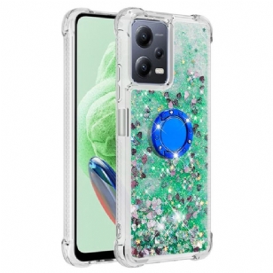 Coque Xiaomi Redmi Note 12/Poco X5 5G Paillettes Colorées Anneau-Support