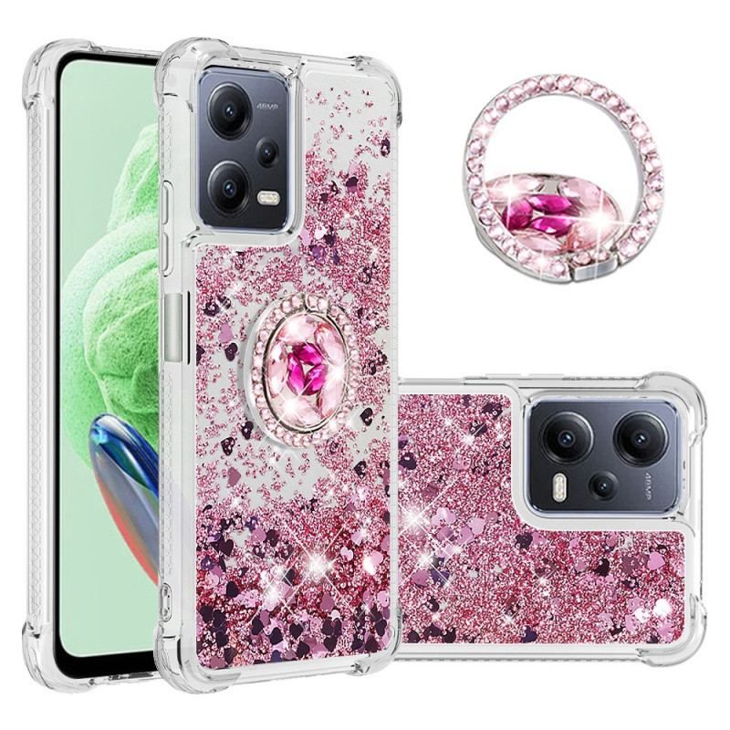 Coque Xiaomi Redmi Note 12/Poco X5 5G Paillettes Colorées Anneau-Support