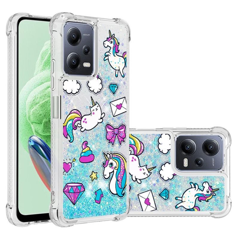 Coque Xiaomi Redmi Note 12/Poco X5 5G Paillettes Licornes