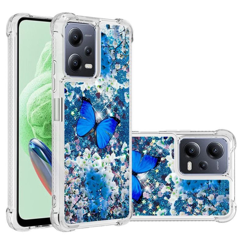 Coque Xiaomi Redmi Note 12/Poco X5 5G Paillettes Papillons