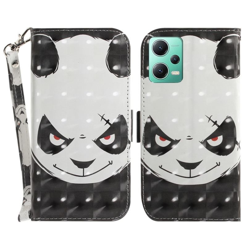 Housse Xiaomi Redmi Note 12/Poco X5 5G Angry Panda à Lanière