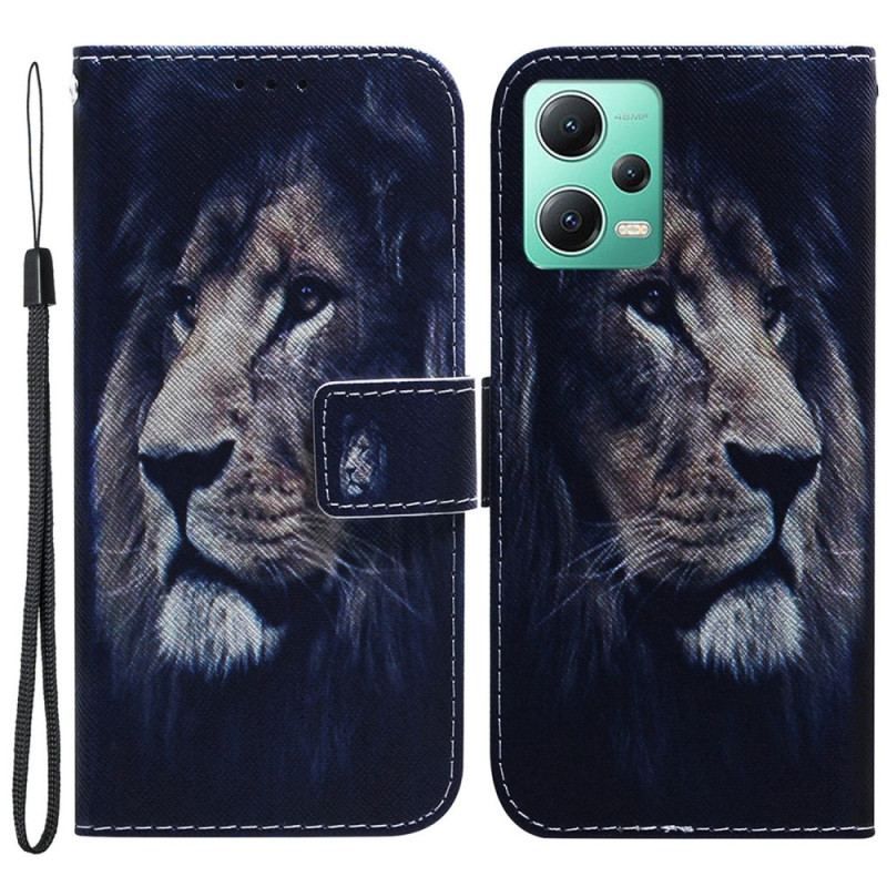 Housse Xiaomi Redmi Note 12/Poco X5 5G Dreaming Lion à Lanière