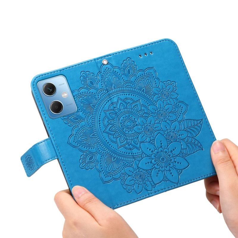 Housse Xiaomi Redmi Note 12/Poco X5 5G Fleur Mandala à Lanière