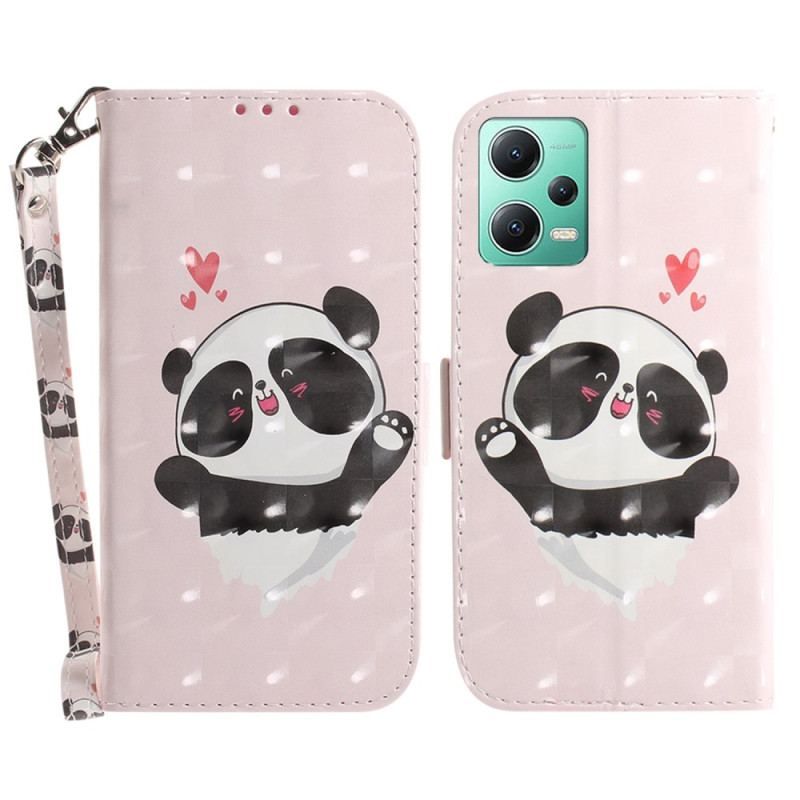 Housse Xiaomi Redmi Note 12/Poco X5 5G Panda Love à Lanière