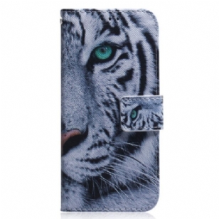 Housse Xiaomi Redmi Note 12/Poco X5 5G Tigre Blanc à Lanière