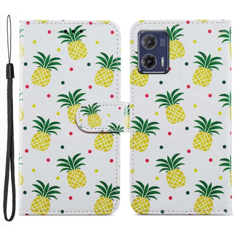 Housse Moto G73 5G Ananas à Lanière