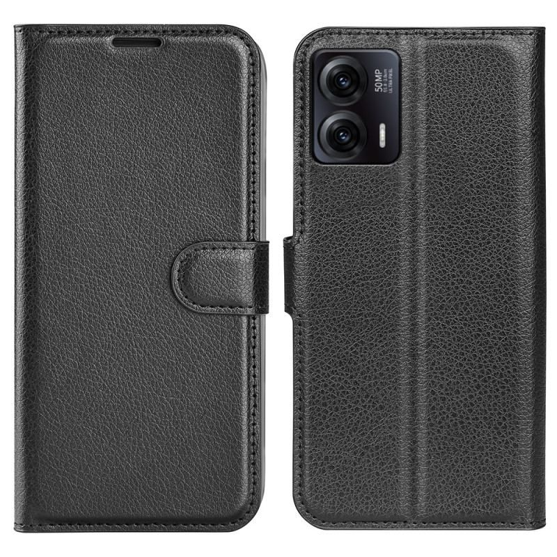 Housse Moto G73 5G Classique Effet Cuir Litchi