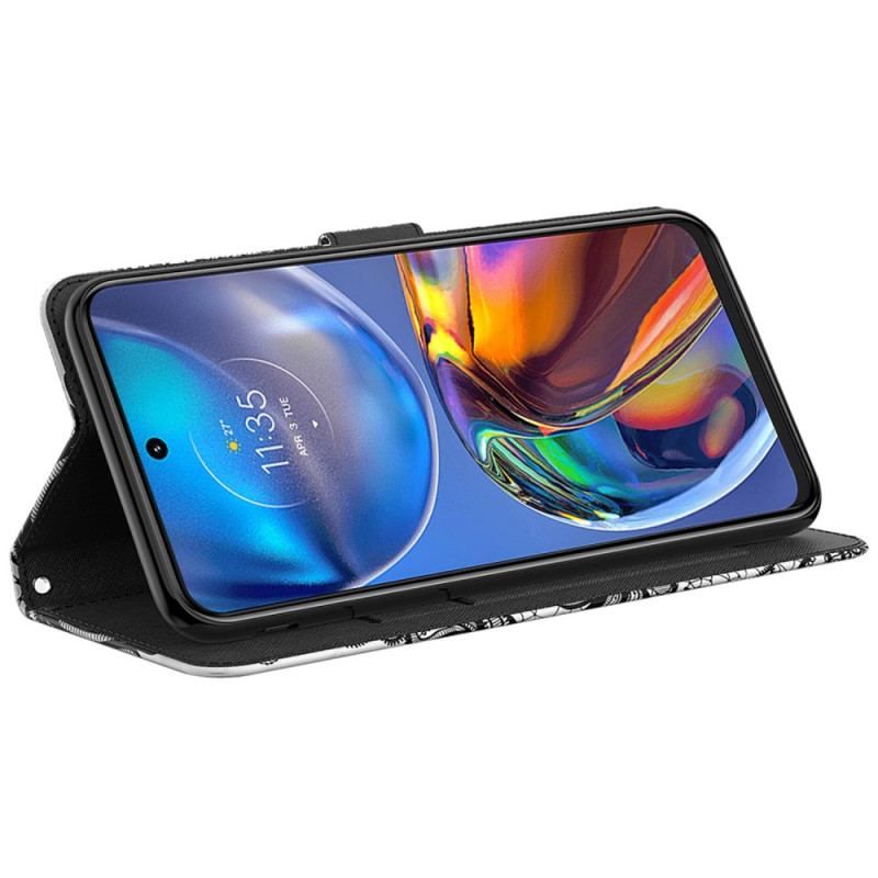 Housse Moto G73 5G Dentelle à Lanière