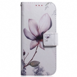 Housse Moto G73 5G Fleur Rose à Lanière