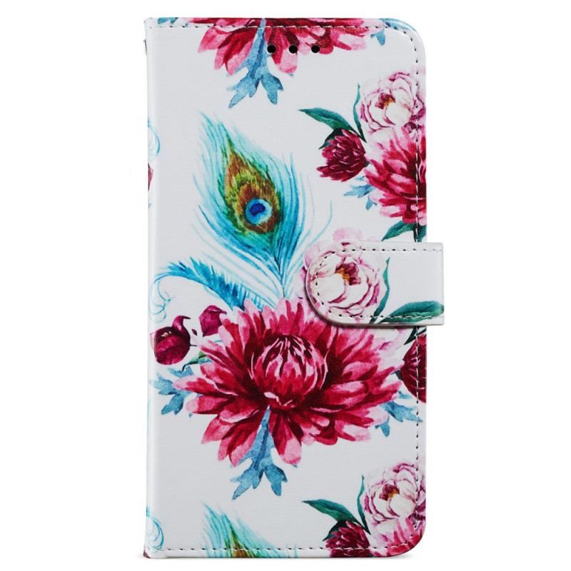 Housse Moto G73 5G Florale à Lanière