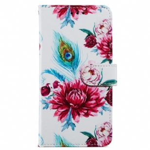 Housse Moto G73 5G Florale à Lanière