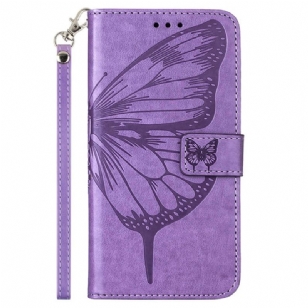 Housse Moto G73 5G Papillon Floral à Lanière