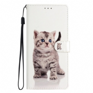 Housse Moto G73 5G Petit Chaton à Lanière