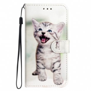 Housse Moto G73 5G Petit Chaton à Lanière