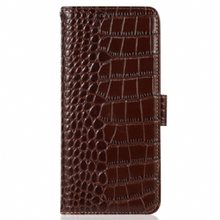 Housse Moto G73 5G Style Crocodile RFID