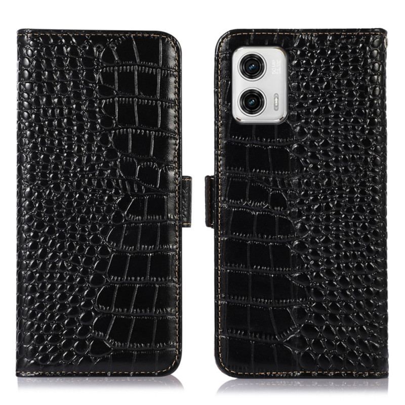 Housse Moto G73 5G Style Crocodile RFID