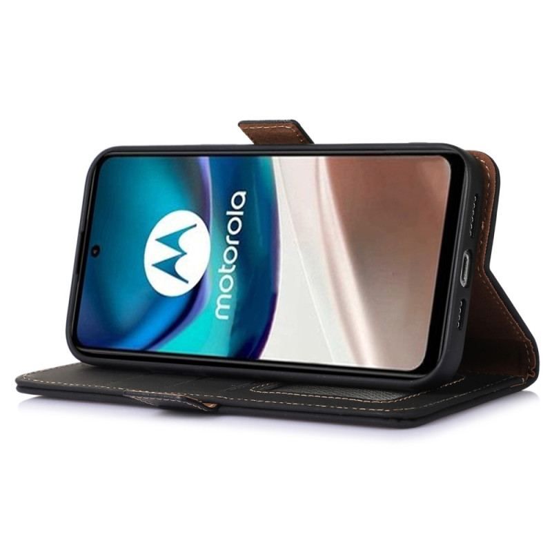 Housse Moto G73 5G Véritable Cuir RFID