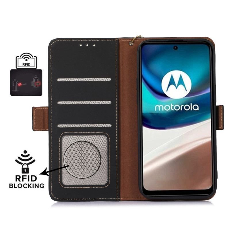 Housse Moto G73 5G Véritable Cuir RFID