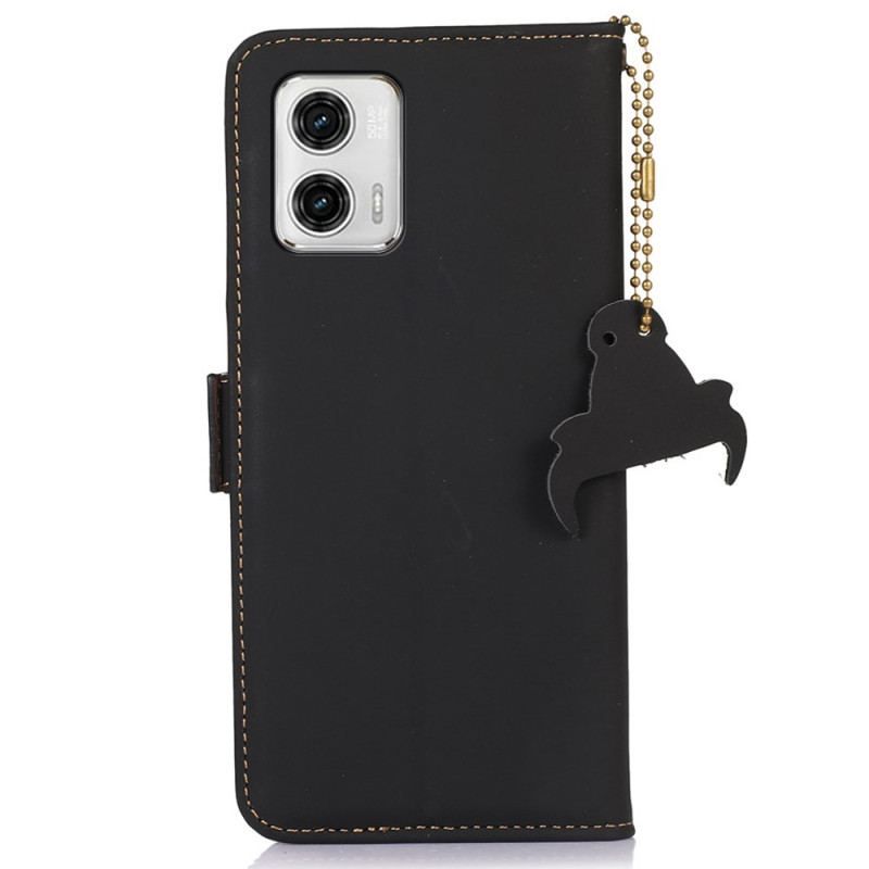 Housse Moto G73 5G Véritable Cuir RFID