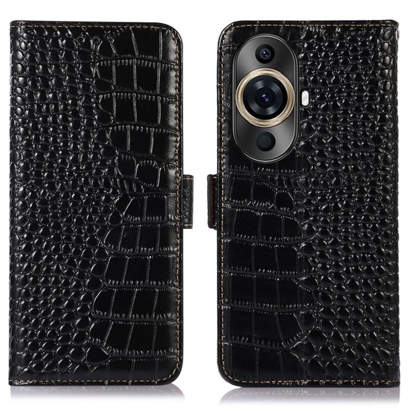 Housse Huawei Nova 11 Pro Texture Crocodile Blocage RFID