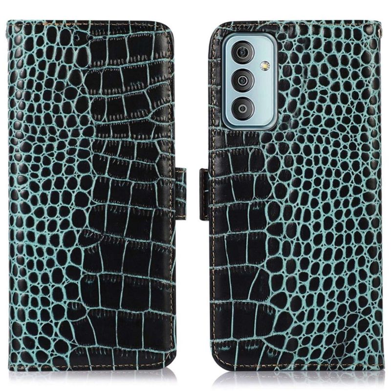 Housse Samsung Galaxy M13 Cuir véritable aspect croco