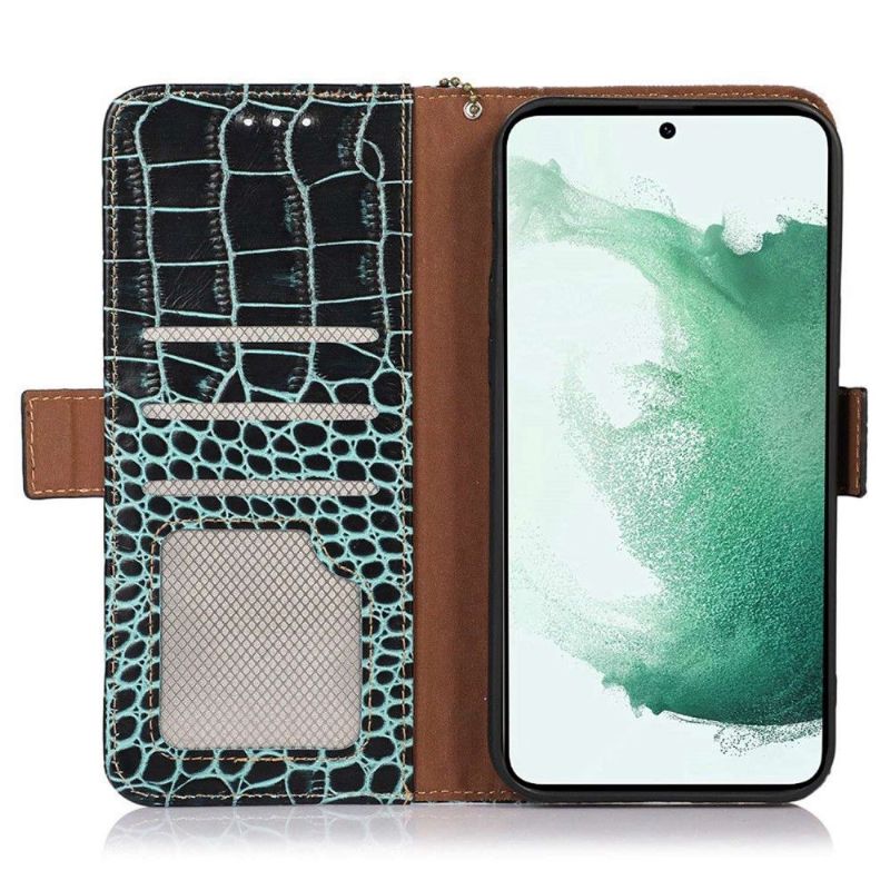 Housse Samsung Galaxy M13 Cuir véritable aspect croco