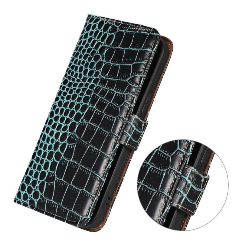 Housse Samsung Galaxy M13 Cuir véritable aspect croco